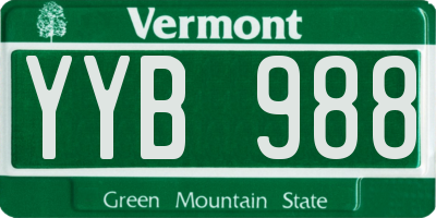 VT license plate YYB988