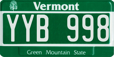 VT license plate YYB998