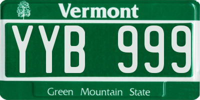 VT license plate YYB999