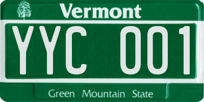 VT license plate YYC001