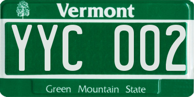 VT license plate YYC002