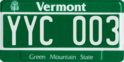 VT license plate YYC003