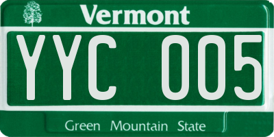 VT license plate YYC005