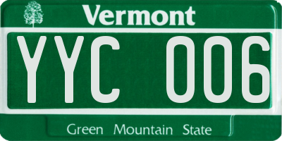 VT license plate YYC006