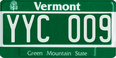 VT license plate YYC009