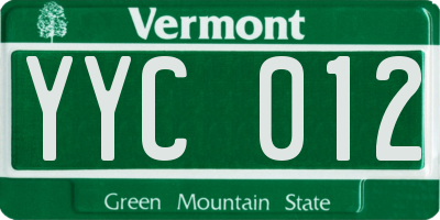 VT license plate YYC012