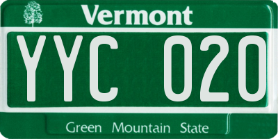 VT license plate YYC020