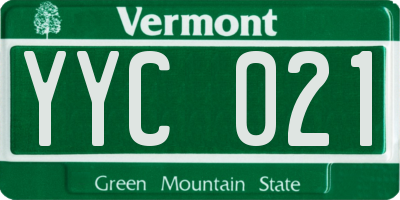 VT license plate YYC021