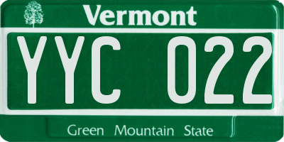 VT license plate YYC022