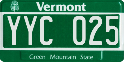 VT license plate YYC025