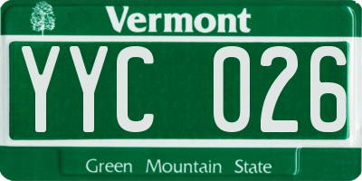 VT license plate YYC026