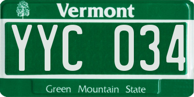 VT license plate YYC034
