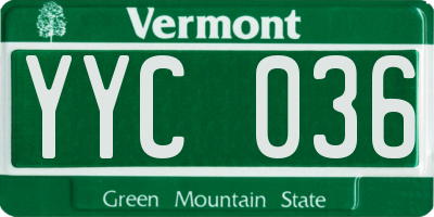 VT license plate YYC036
