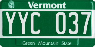 VT license plate YYC037
