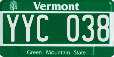 VT license plate YYC038