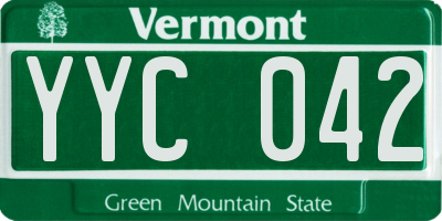 VT license plate YYC042