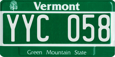 VT license plate YYC058
