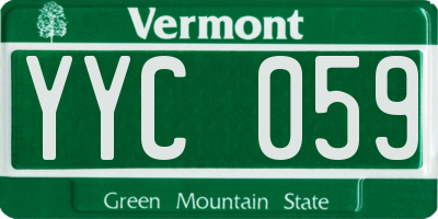 VT license plate YYC059