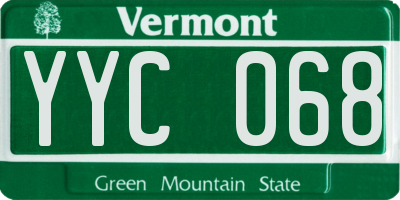 VT license plate YYC068