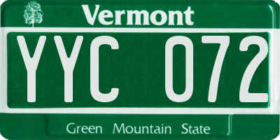 VT license plate YYC072