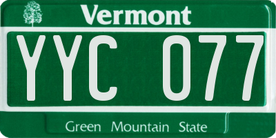 VT license plate YYC077