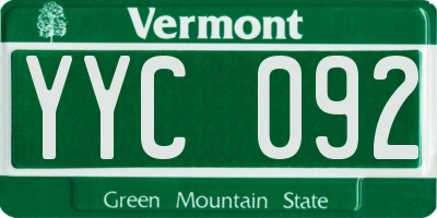 VT license plate YYC092