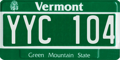 VT license plate YYC104