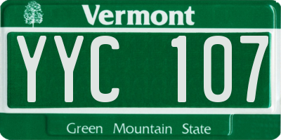 VT license plate YYC107