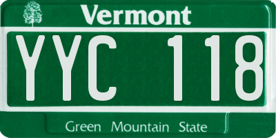 VT license plate YYC118