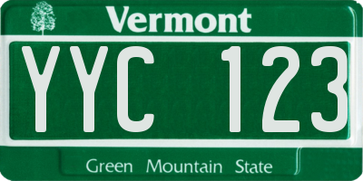 VT license plate YYC123