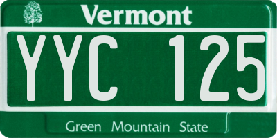 VT license plate YYC125