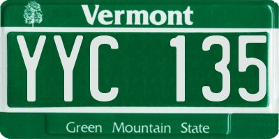 VT license plate YYC135