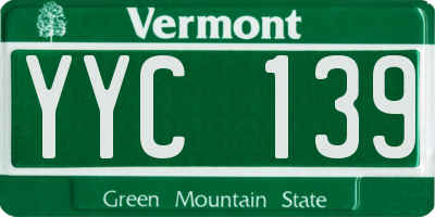VT license plate YYC139