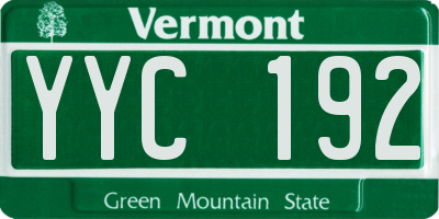 VT license plate YYC192