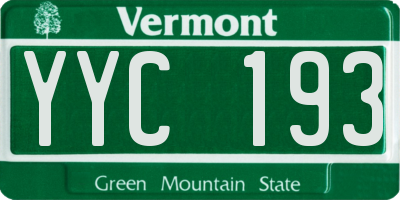 VT license plate YYC193