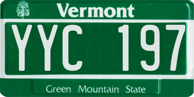 VT license plate YYC197