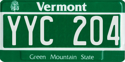 VT license plate YYC204