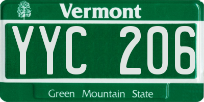 VT license plate YYC206