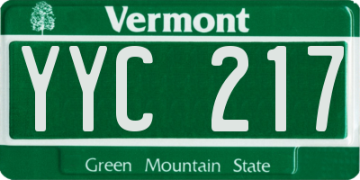 VT license plate YYC217