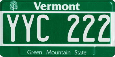 VT license plate YYC222
