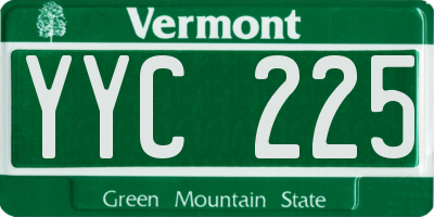 VT license plate YYC225