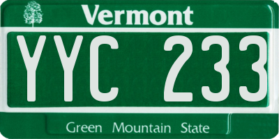 VT license plate YYC233