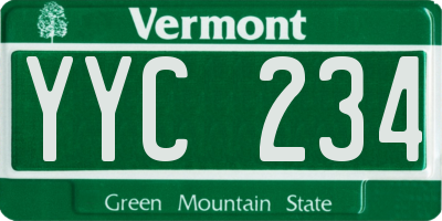VT license plate YYC234
