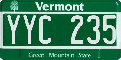 VT license plate YYC235