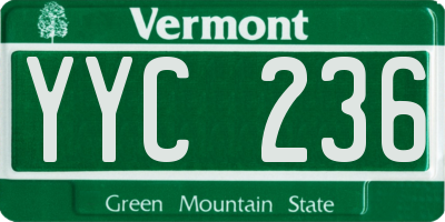 VT license plate YYC236