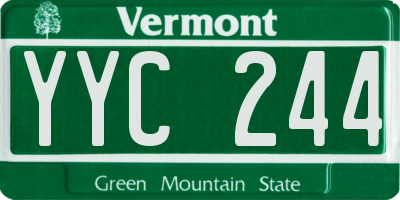 VT license plate YYC244