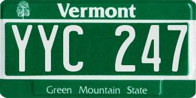 VT license plate YYC247
