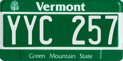 VT license plate YYC257