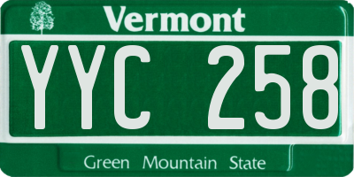VT license plate YYC258