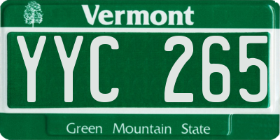 VT license plate YYC265